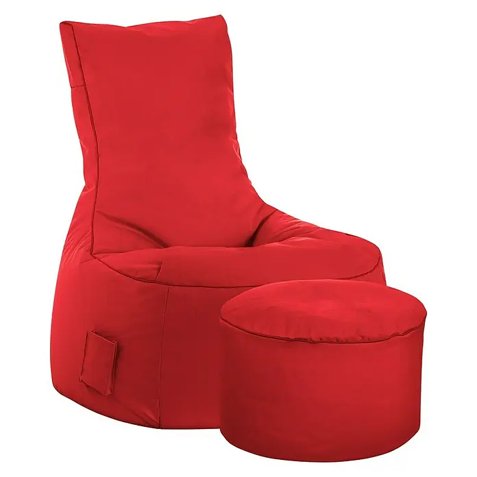 Sitzsack Swing Scuba Set inkl. Dotcom - 95 x 90 cm, Rot, 100 % Polyester/100 % Polyvinylchlorid - Roter Sitzsackstuhl mit passendem Ottomane bietet bequemes und stilvolles Sitzen. Ideal für Entspannung und modernes Wohnen.