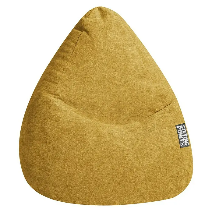 Sitting Point Sitzsack Beanbag Alfa - XL, Senf, 100 % Polyester - Gelber Sitzsack mit dem Logo "Sitting Point" für entspanntes Sitzen und Entspannen. Komfortabler Sessel für jeden Raum.