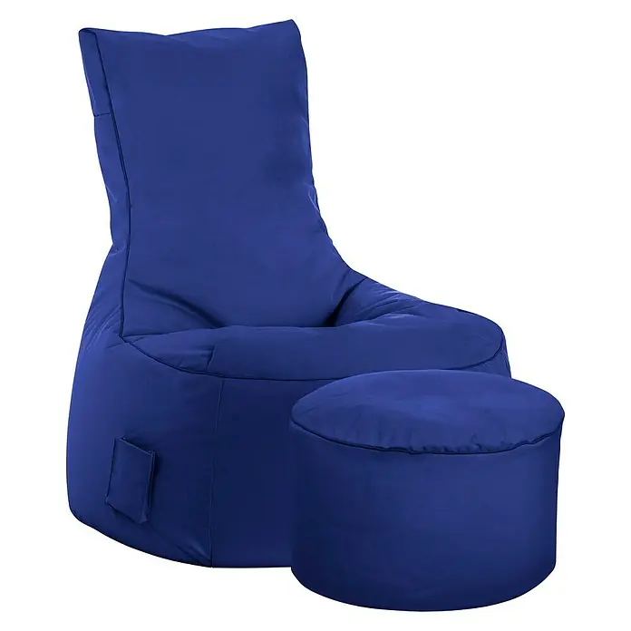 Sitzsack Swing Scuba Set inkl. Dotcom - 95 x 90 cm, Blau, 100 % Polyester/100 % Polyvinylchlorid - Blaue Sitzsack-Kombination mit Stuhl und Hocker. Bequemes und stilvolles Möbelstück für entspanntes Sitzen.