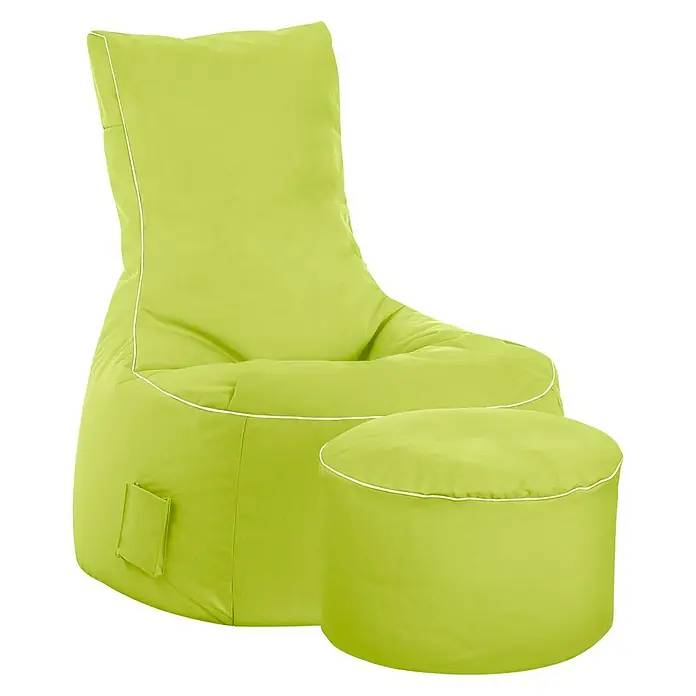 Sitzsack Swing Scuba Set inkl. Dotcom95 x 90 cm, Grün, 100 % Polyester/100 % Polyvinylchlorid - Ein grüner Sitzsack-Sessel mit passendem Hocker, ideal zum Entspannen und Relaxen im Wohnbereich.
