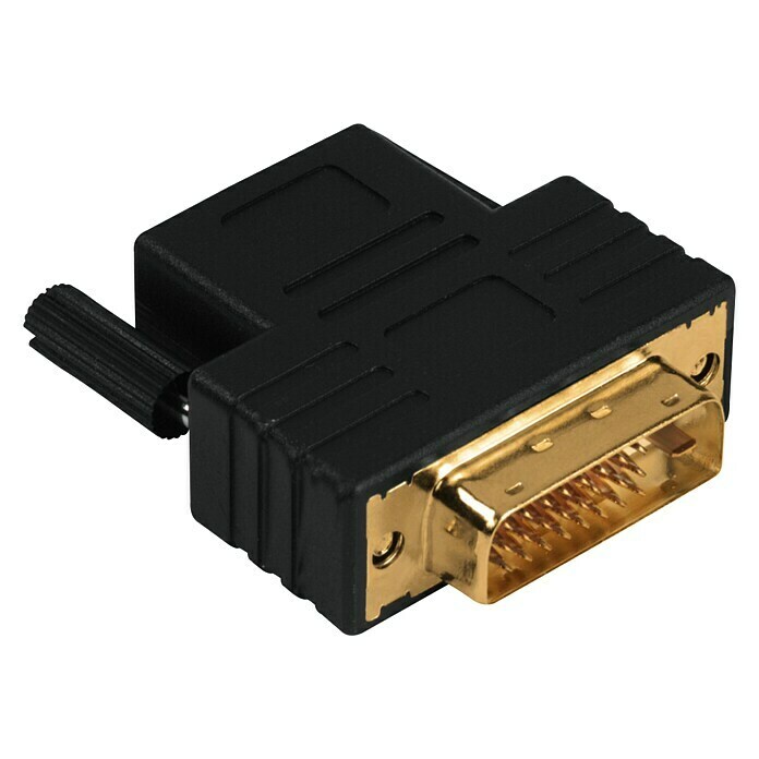 Hama HDMI-AdapterSchwarz, DVI-D-Dual-Link-Stecker, Vergoldete Kontakte Front View