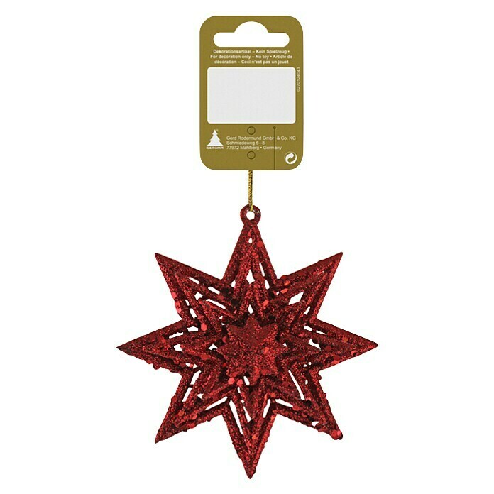 Christbaumschmuck Glitzerstern (Rot, Kunststoff, Stern)