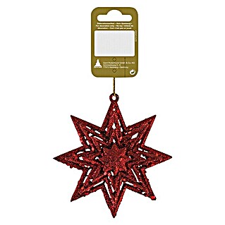 Christbaumschmuck Glitzerstern (Rot, Kunststoff, Eckig)