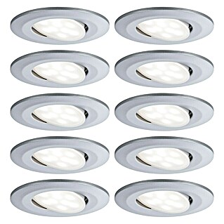 Paulmann Downlight LED empotrable Calla (Blanco neutro, 10 ud., IP65, Diámetro: 9 cm, Cromo)