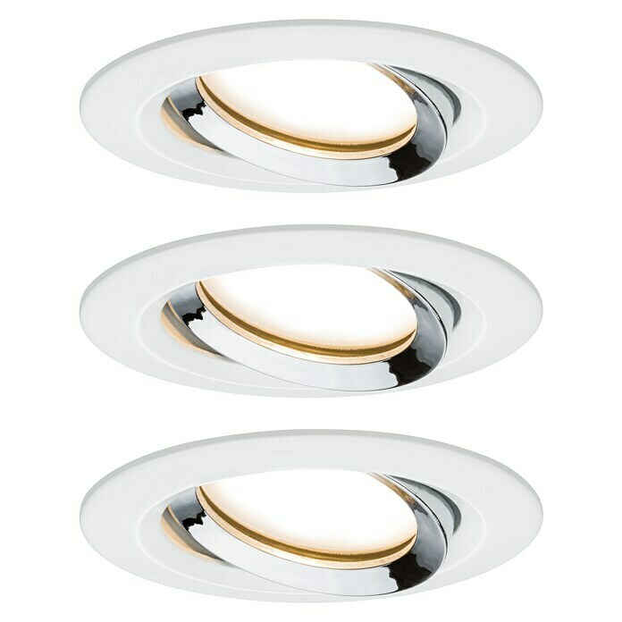 Paulmann LED-Einbauleuchten-Set Nova Plus (6,8 W, Weiß-Silber, 3 Stk.,  Warmweiß, IP65) | BAUHAUS