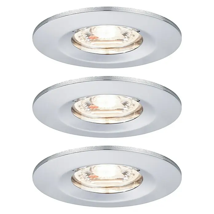 Paulmann LED-Einbauleuchten-Set Nova Mini - 12 W, Chrom, 3 Stk., Warmweiß - Drei LED-Einbaustrahler mit Chromfassung. Sie sind hell und energieeffizient und sorgen für eine moderne Beleuchtung.
