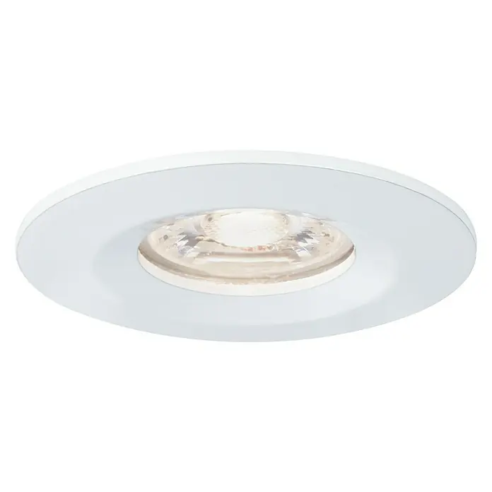 Paulmann LED-Einbauleuchte rund Nova Mini - 4 W, Weiß, Warmweiß, Leuchtenkopf beweglich - Nahaufnahme einer modernen, runden LED-Deckeneinbauleuchte mit weißem Rahmen und warmweißem Licht für eine stilvolle Beleuchtung.