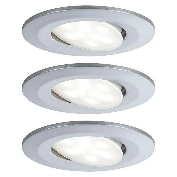 Paulmann LED-Einbauleuchte Calla - Neutralweiß, 3 Stk., IP65, Durchmesser: 90 mm, Chrom - Drei LED-Einbaustrahler in Silber. Sie sind elegant und modern, perfekt für eine stilvolle Beleuchtung.