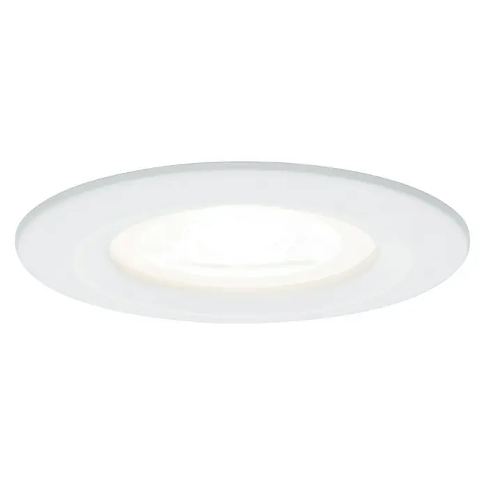 Paulmann LED-Einbauleuchte Nova - 6,5 W, Warmweiß, 1 Stk. - Eine kreisförmige, weiße Deckenleuchte mit integrierter LED-Beleuchtung und minimalistischem Design für moderne Innenräume.
