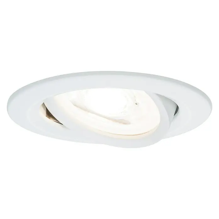 Paulmann LED-Einbauleuchte Nova - 6,5 W, Warmweiß, Leuchtenkopf beweglich - Nahaufnahme einer weißen, drehbaren Einbauleuchte mit hellem Licht, ideal für moderne Innenräume.