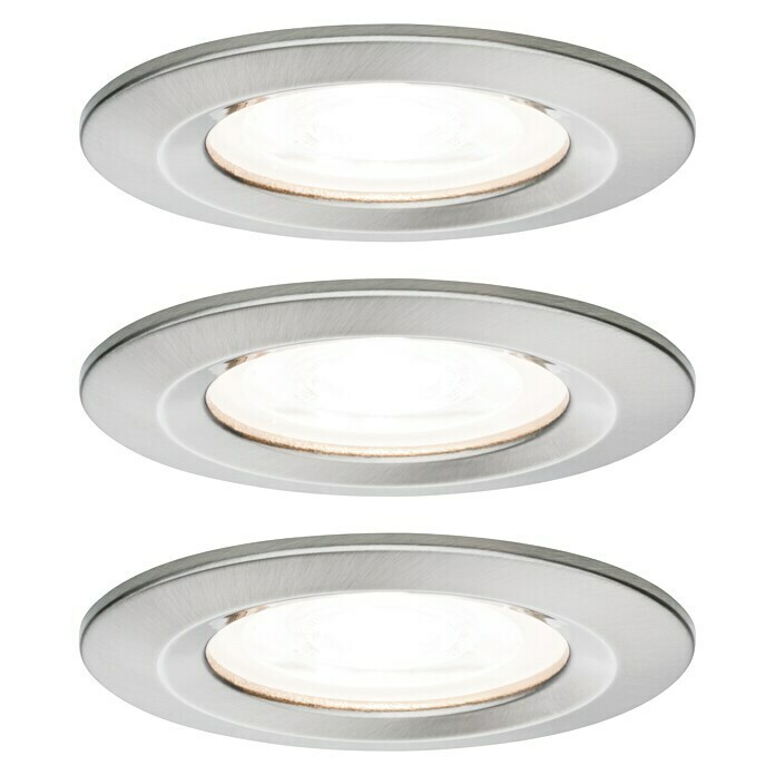 Paulmann LED-Einbauleuchte Nova (6,5 W, Eisen gebürstet, Warmweiß, Gesamtstückzahl: 3 Stk.) | BAUHAUS