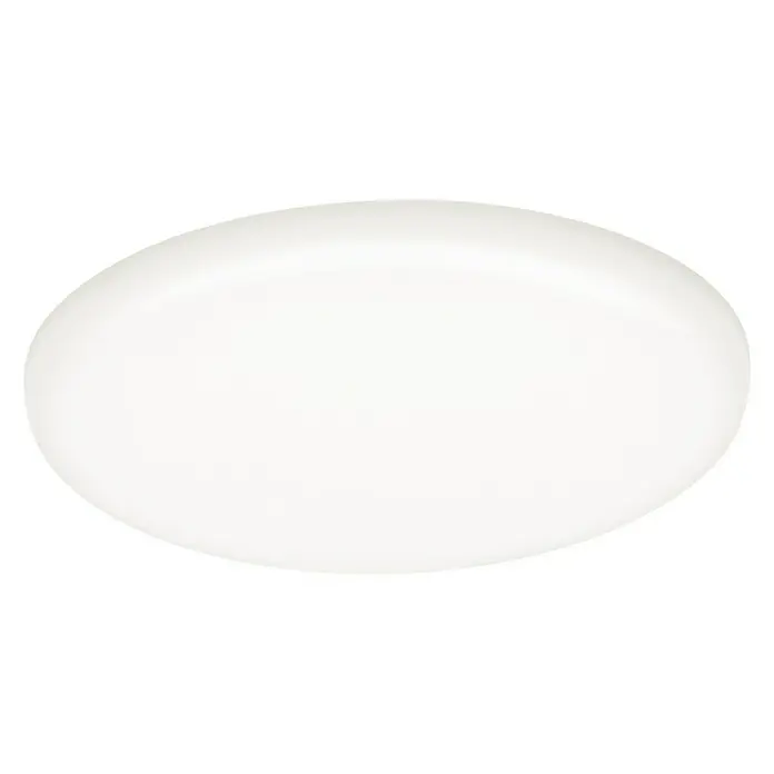 Paulmann LED-Panel rund Veluna VariFit - 8,5 W, Ø x H: 12,5 x 3,1 cm, Satin, Neutralweiß, 4.000 K - Nahaufnahme einer weißen, ovalen Deckenleuchte vor schwarzem Hintergrund. Stilvolles und schlichtes Design für moderne Innenräume.