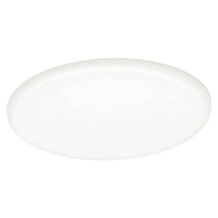 Paulmann LED-Panel rund Veluna VariFit - 17,5 W, Ø x H: 18,5 x 3,1 cm, Satin, Neutralweiß, 4.000 K - Nahaufnahme einer modernen, runden, weißen Deckenleuchte, die ein sanftes, diffuses Licht ausstrahlt. Ideal für stilvolle Innenräume.