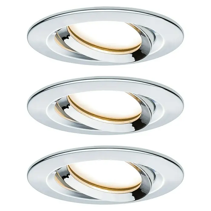 Paulmann LED-Einbauleuchten-Set rund Nova Plus - 6,8 W, Chrom, 3 Stk., Warmweiß - Chrom-Einbaustrahler mit schwenkbarem Design. Ideal für moderne Innenräume und bietet flexible Beleuchtungslösungen.