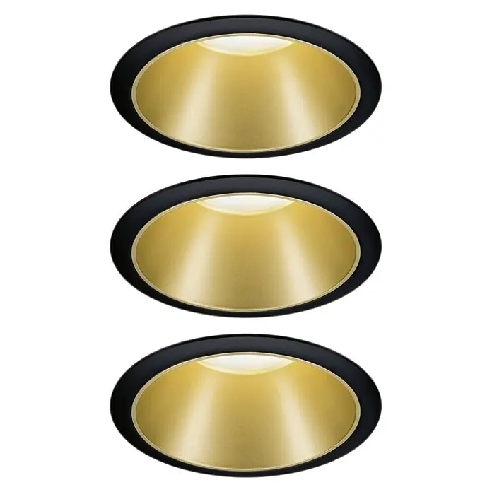Paulmann LED-Einbauleuchte Cole - 19,5 W, Schwarz/Gold, Warmweiß, 3 Stk. - Drei Deckeneinbauleuchten in Schwarz und Gold. Diese Leuchten sind eine elegante Beleuchtungslösung für jeden Raum.