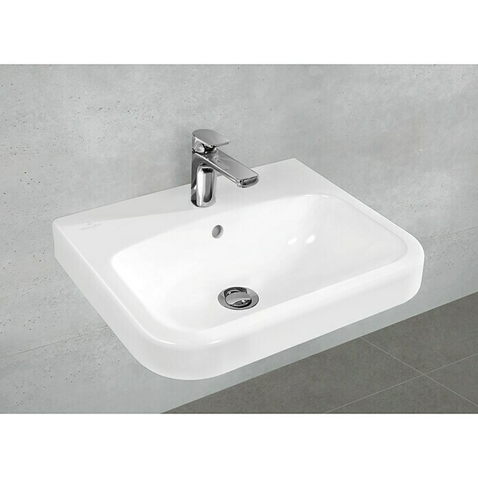 Villeroy & Boch Architectura Waschtisch 1 (55 x 47 cm, Mit schmutzabweisender Glasur, Mit Überlaufloch, Keramik, Weiß)