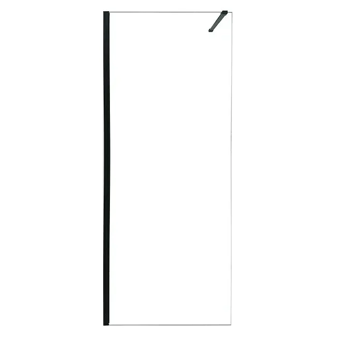Mampara de ducha fija Antibes - An x Al: 98 x 200 cm, Negro - Mampara de ducha con marco negro y barra estabilizadora para baños modernos. Panel de ducha elegante para duchas con estilo.