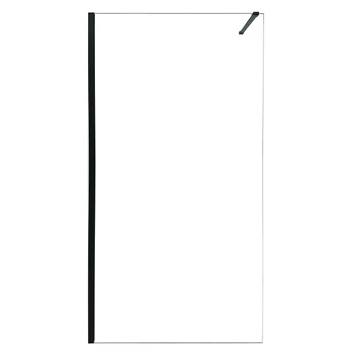 Camargue Cristal para mampara Mannheim - An x Al: 100 x 200 cm, Espesor: 8 mm - Mampara de ducha de vidrio transparente con marco negro y barra de soporte para un diseño moderno de baño. Diseño elegante.