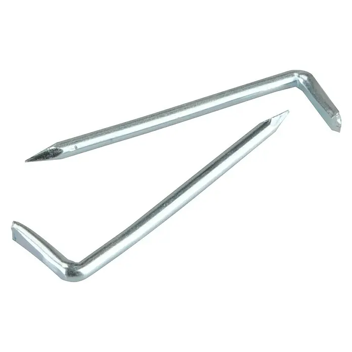 Voltomat Hakennägel - Ø x L: 3 x 50 mm, Stahl, Galvanisch verzinkt, 50 Stk. - Zwei silberfarbene Erdnägel zur Befestigung von Objekten im Freien, ideal für Camping und Garten.