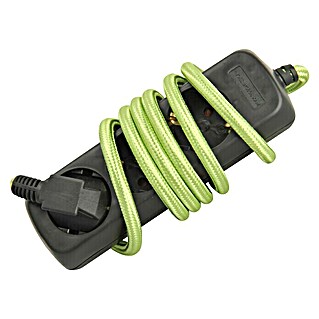 UniTEC Produžni kabel s utičnicama (3-struko, Crno-zelene boje, Dužina kabela: 1,4 m, Bez prekidača)