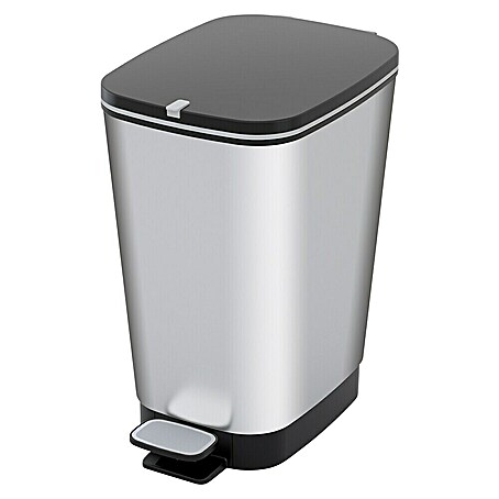 KIS Treteimer Chic (25 l, Kunststoff, Schwarz/Silber)