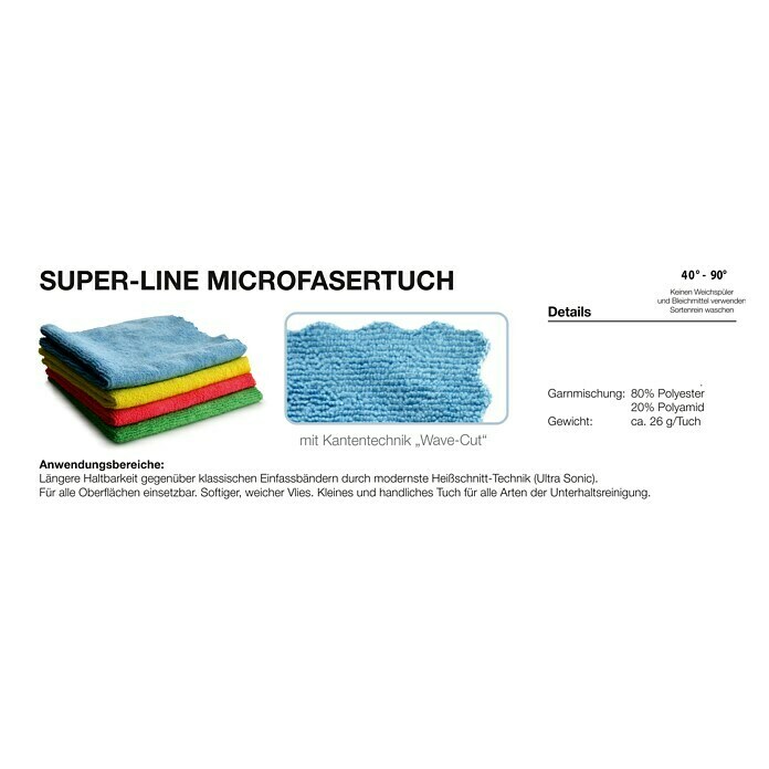 Mikrofasertuch Superline5 Stk., 32 x 32 cm, Mikrofaser, Gelb Front View