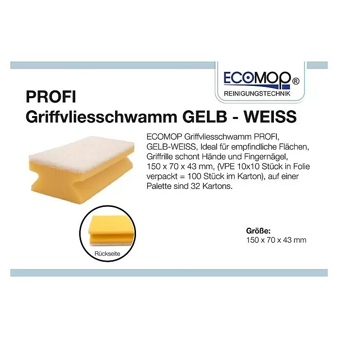 Reinigungsschwamm - 10 Stk., Gelb - Linke Seitenansicht