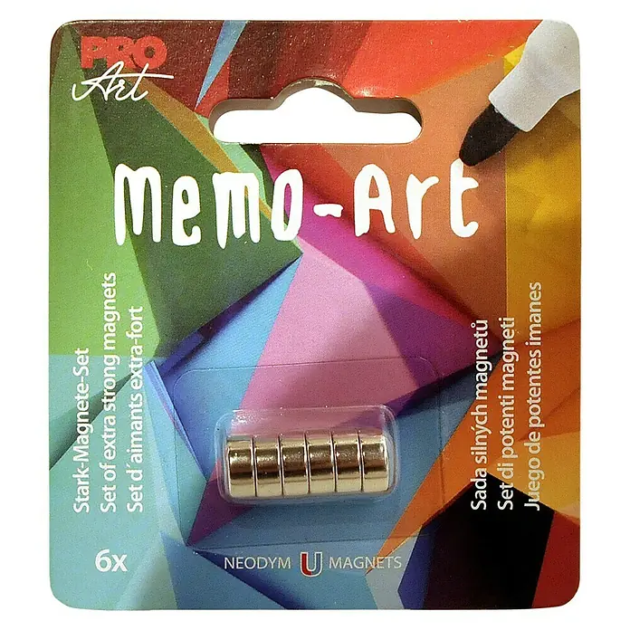 ProArt Magnete Memo-Art - 6 Stk., Rund - Die Packung Memo-Art mit 6 extra starken Magneten aus Neodym für vielfältige Einsatzmöglichkeiten im Büro oder Zuhause.