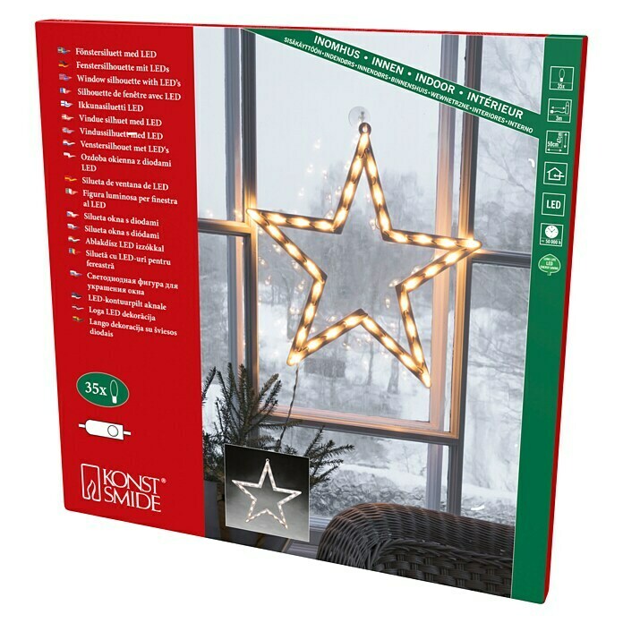 Konstsmide LED-Weihnachtsleuchte Stern (Innen, 35-flammig, B x H: 50 x 47 cm, Warmweiß)