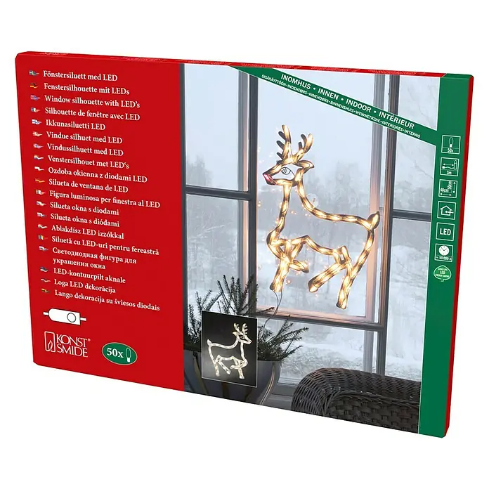 Konstsmide LED-Lichtschlauch Rentier - Warmweiß, IP20 - Fensterdekoration: Konstsmide LED-Fenstersilhouette, ein leuchtender, festlicher Hingucker für die Weihnachtszeit.