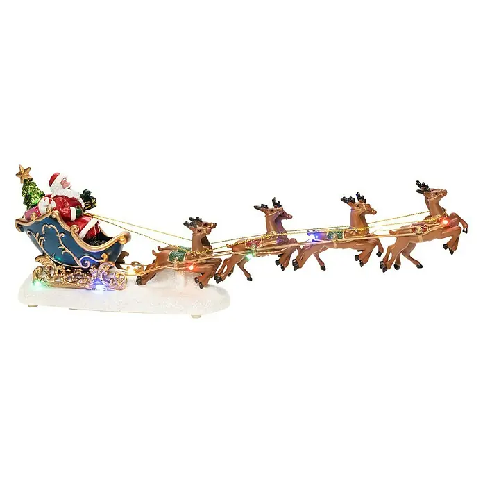 Konstsmide LED-Szenerie Weihnachtsmann/Rentiere - L x B x H: 35,5 x 6,5 x 14 cm, Bunt, Batteriebetrieben, LED - Weihnachtliche Dekoration: Santa Claus im Schlitten mit Rentieren, festlich beleuchtet.