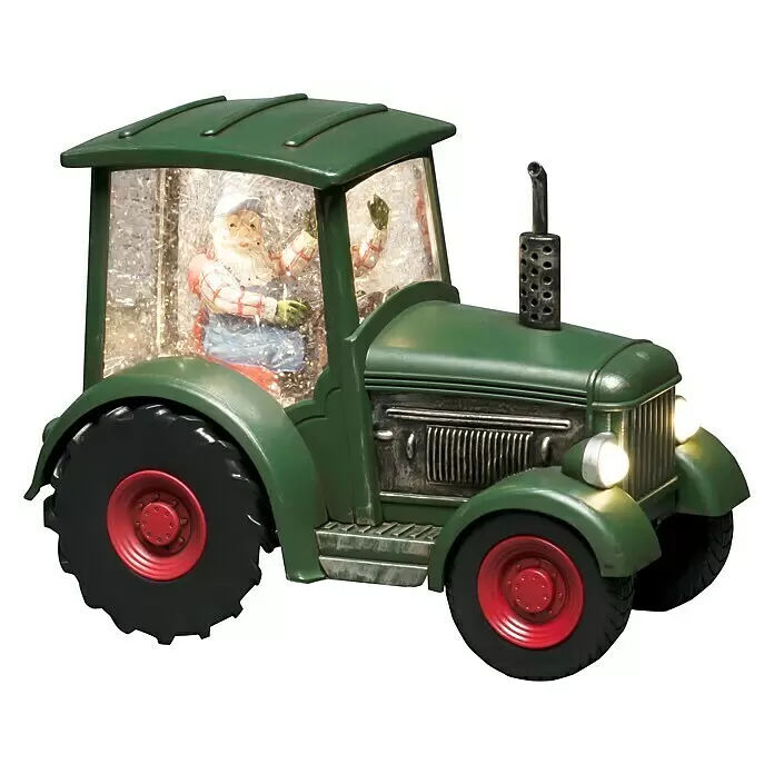Konstsmide LED-Weihnachtsdekoleuchte Weihnachtsmann mit Traktor - 24 x 13,5 x 17 cm, Grün, Batteriebetrieben, LED - Vorderansicht