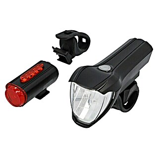 Fischer_Fahrrad LED-Akkuleuchten-Set Twin (5 -tlg., Lichtstärke: 50 Lux, Leuchtdauer: 4 h, Spritzwassergeschützt)