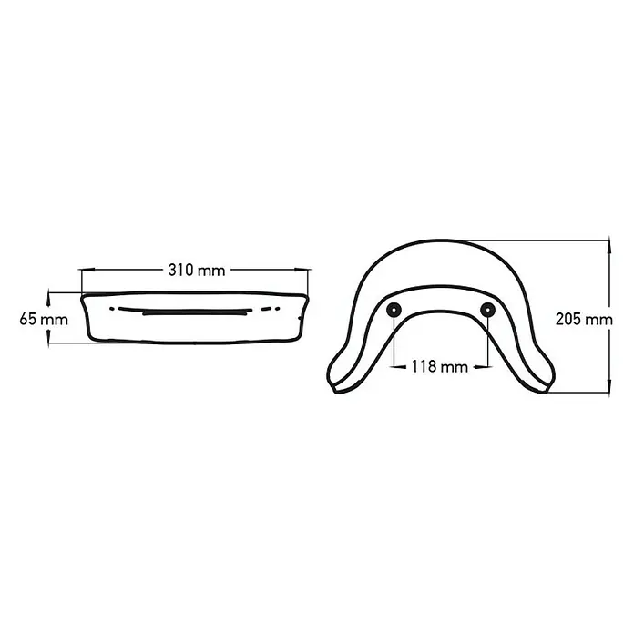 Camargue Kopfkissen - L x B x H: 23 x 33 x 7 cm, Kunststoff, Hellgrau - Abbildung mit den Maßen eines stilvollen Handtuchhalters zur Veranschaulichung der Produktabmessungen.