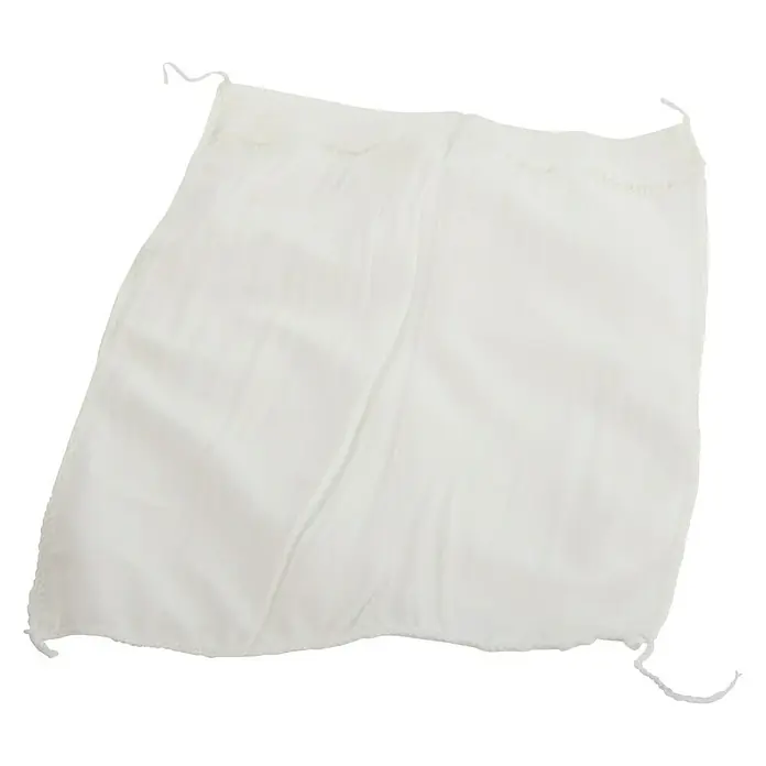 Steinbach Filtro de repuesto para skimmer - 12 ud., Blanco - Primer plano de una bolsa de leche de nueces blanca y cuadrada con cordón. Ideal para hacer leche de nueces y queso.