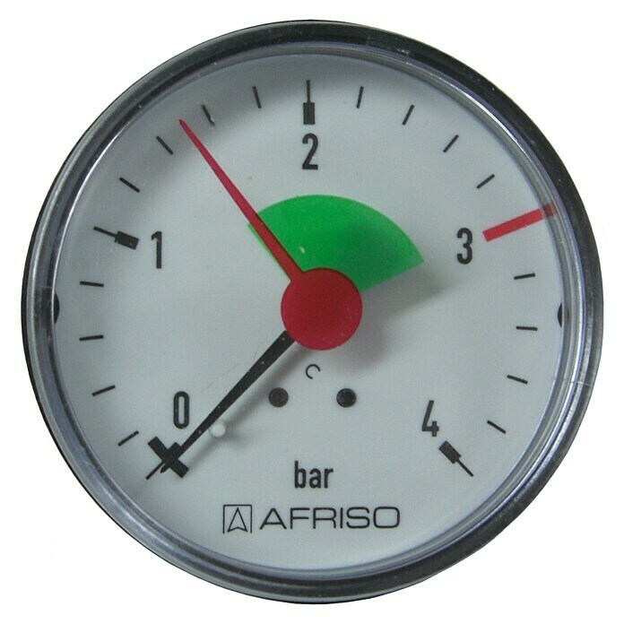 Heizungsmanometer (Anschlüsse: Hinten, ⅜″, Betriebsdruck: 0 bar - 4 bar)