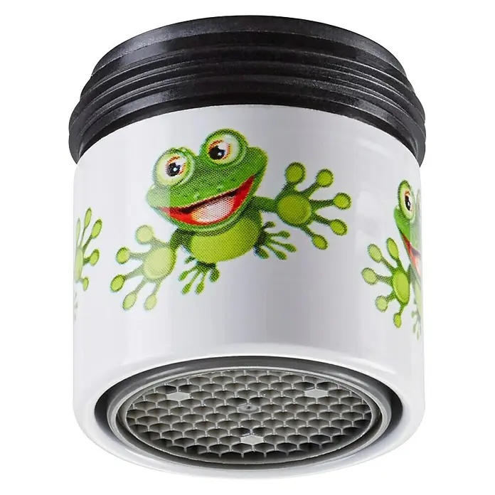 Wassersparstrahlregler Fantasy - M22/M24, Motiv: Frosch - Ein niedlicher Wasserhahnaufsatz mit Froschdesign, perfekt für Kinderbäder oder spielerische Akzente im Haushalt.