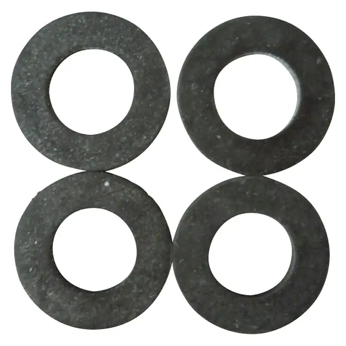 Gummidichtung - ½″, 4 Stk., EPDM - Detailaufnahme von vier grauen Gummidichtungen mit einem Loch in der Mitte, die für verschiedene Anwendungen geeignet sind.
