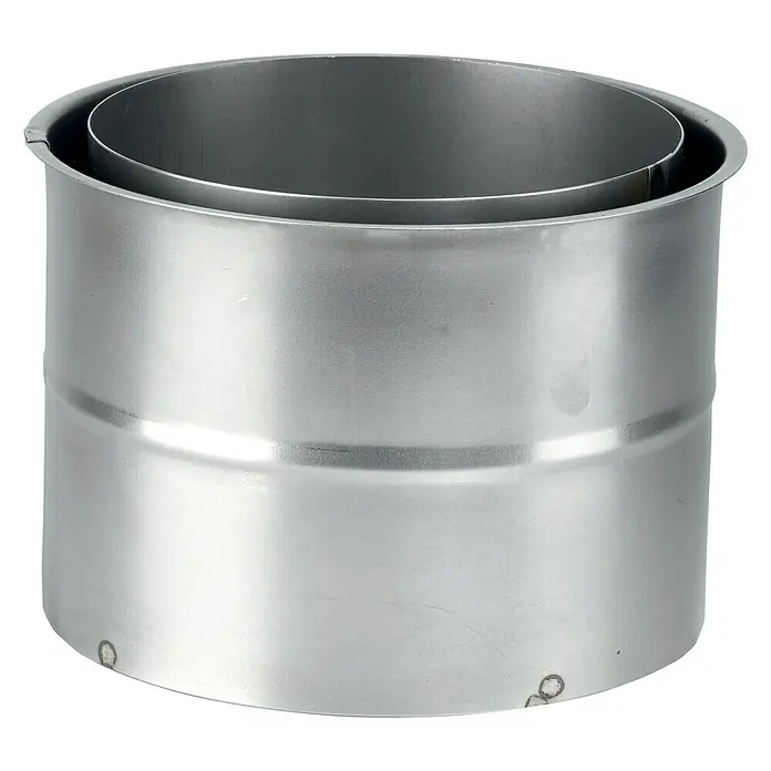 Justus Kaminrohr-Set - Durchmesser: 150 mm, Lackiert, Gussgrau - Metallrohrverbinder. Der Verbinder besteht aus verzinktem Stahl und hat einen doppelten Ring für eine sichere Verbindung von Rohren.