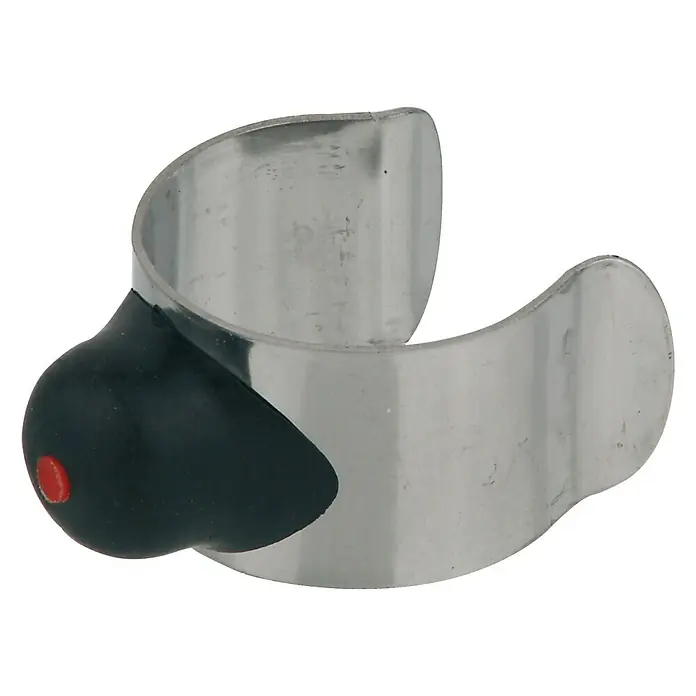 Spülrohr-Klemme - Durchmesser: 28 mm - Das Bild zeigt ein stilvolles Armband aus Metall mit einem auffälligen schwarzen Akzent und einem roten Detail, das die Aufmerksamkeit auf sich zieht.