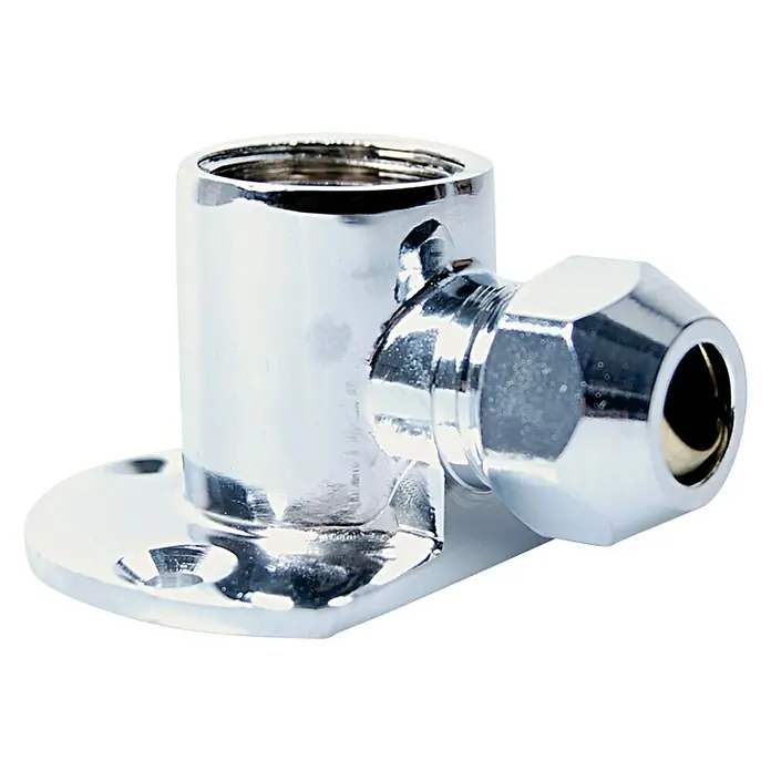 Wandscheibe - ½″, 10 mm, Verchromt - Verchromter Sanitärwinkel mit Montagefuß für eine sichere und ästhetische Installation von Wasserleitungen und Armaturen.