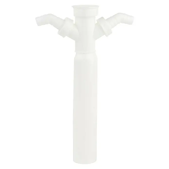 Admiral Verstellrohr - 1 ½″, DN 50, Länge: 25 cm, 2 x Geräteanschluss, Weiß - Weißes Sanitär-T-Stück mit Abzweigungen. Ideal für den Einsatz in Waschbecken oder Spülen, ermöglicht es den Anschluss von zwei Geräten an ein Abflussrohr.