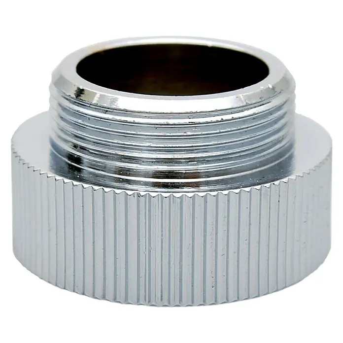 Reduzierstück - Außengewinde: ½″, Innengewinde: ¾″, Verchromt - Ein verchromter Wasserhahnadapter mit Gewinde und gerändelter Basis für einfachen Griff und sichere Installation.