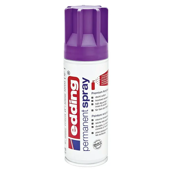 Edding Sprühlack - Beere, Seidenmatt, 200 ml - Dose Edding Permanent Spray Premium Acryllack in Lila. Schnell trocknend, dauerhaft, für innen und außen geeignet. Qualität Made in Germany.
