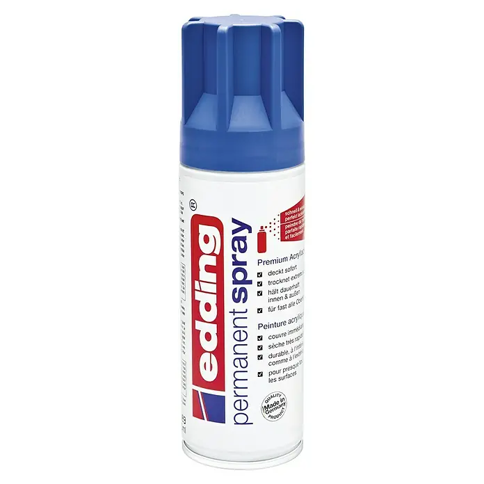 Edding Sprühlack - Enzianblau (RAL 5010), Seidenmatt, 200 ml - Dose Edding Permanent Spray Premium Acryl Lack in Blau. Ideal zum Lackieren von Oberflächen, trocknet schnell und ist langlebig.