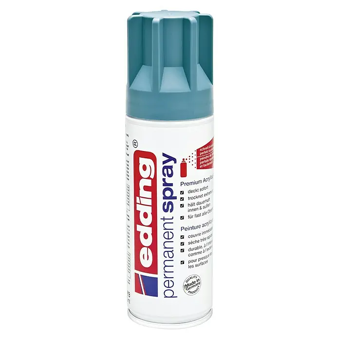 Edding Sprühlack Pastell - Petrol, Seidenmatt, 200 ml - Dose Edding Permanent Spray Premium Acrylfarbe. Schnell trocknend, dauerhaft und für fast alle Oberflächen geeignet, Made in Germany.