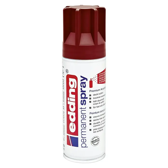 Edding Sprühlack - Purpurrot (RAL 3004), Seidenmatt, 200 ml - Edding Permanent Spray Acryllack in Bordeauxrot. Schnell trocknend, dauerhaft und für viele Oberflächen geeignet, Made in Germany Qualität.