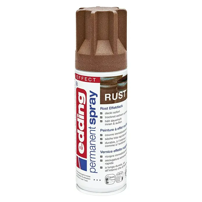 Edding Sprühlack Effekt - Rost Effekt, Seidenmatt, 200 ml - Dose Edding Permanent Spray Rost Effektlack für dauerhafte Rostoptik, geeignet für Innen- und Außenbereiche.