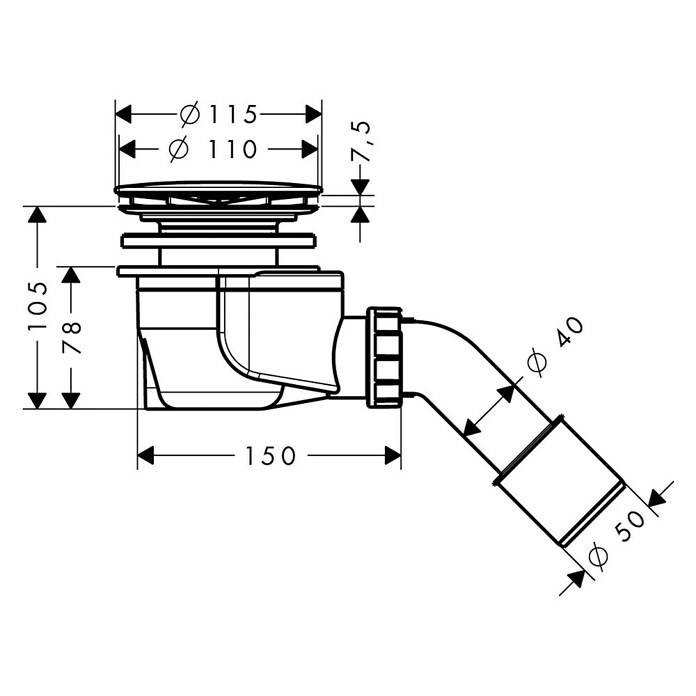 Hansgrohe Duschwannenablauf Staro 90 (Durchmesser Ablauf: 90 mm, Chrom)