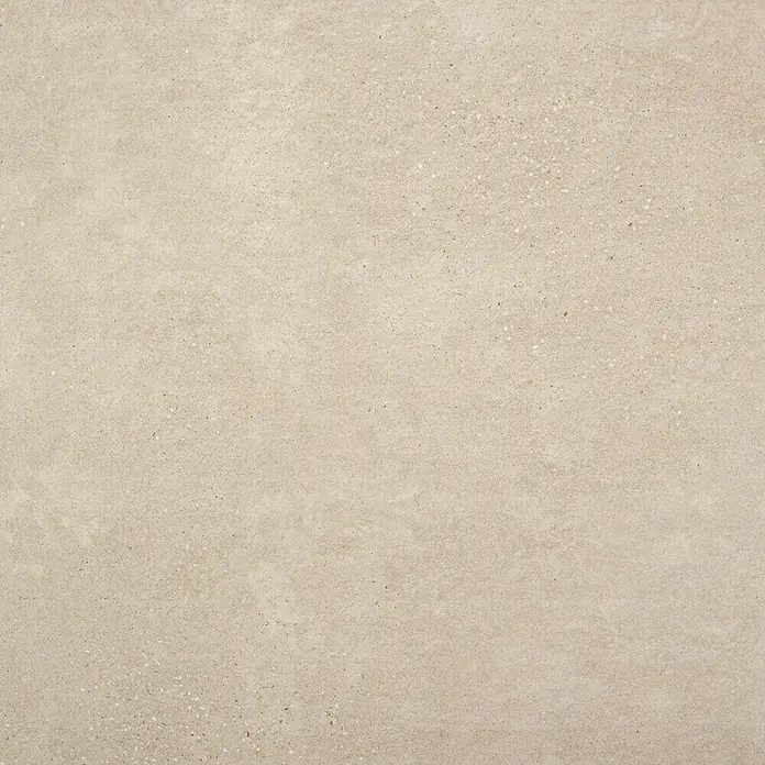 Pavimento porcelánico Claire - 60 x 60 cm, Taupe, Rectificado - Primer plano de una baldosa de hormigón beige con patrones y texturas sutiles, ideal para aplicaciones de diseño moderno y minimalista.